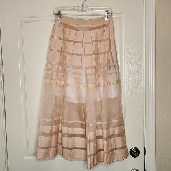 TIBI striped organza midi skirt, shell color, size 6, like new! - Picture 2 of 7